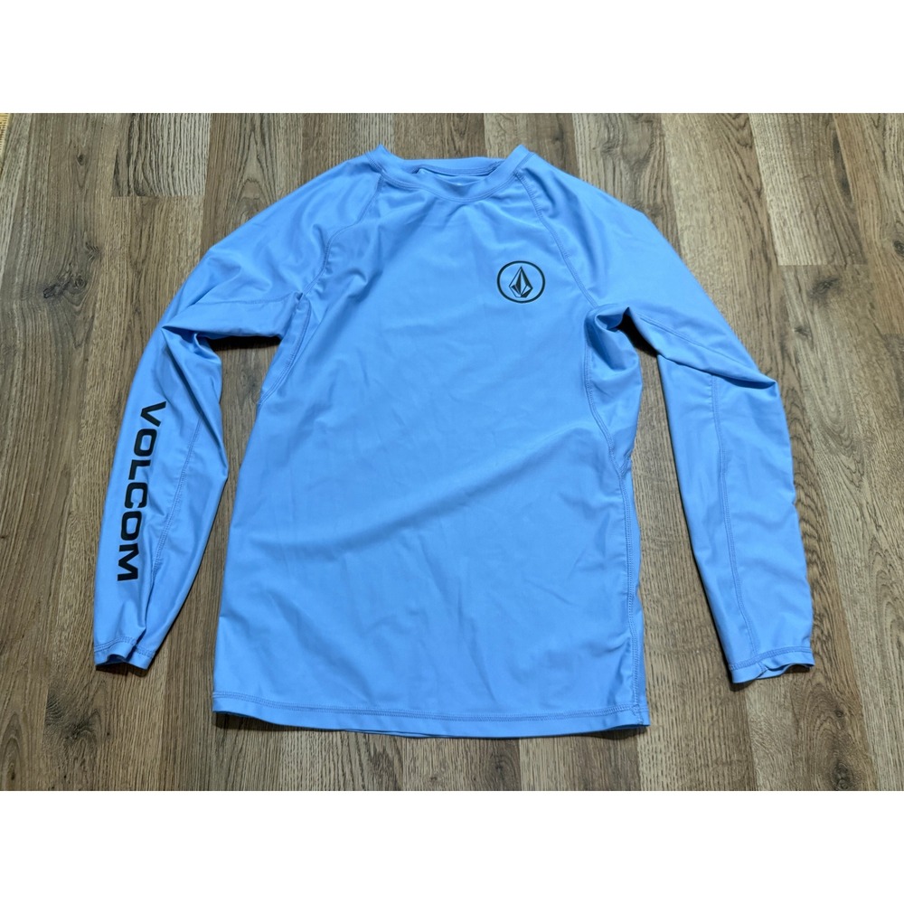 Volcom Rash Guard Boys Size 14/16 Blue Swim Shirt Long Sleeve Logo